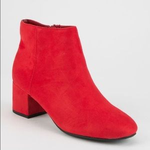 Red Booties CITY CLASSIFIED Covered Heel